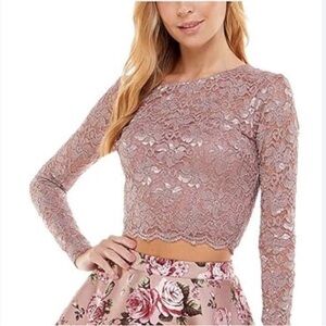 Elegant Lace Crop Top - Pink size 1
